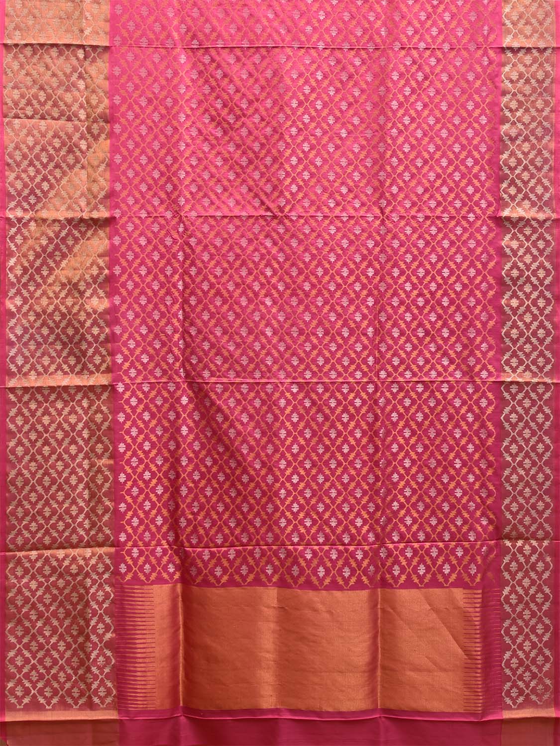 Pink Uppada Silk Handloom Saree with All Over Dhaka Jamdani Design u2326