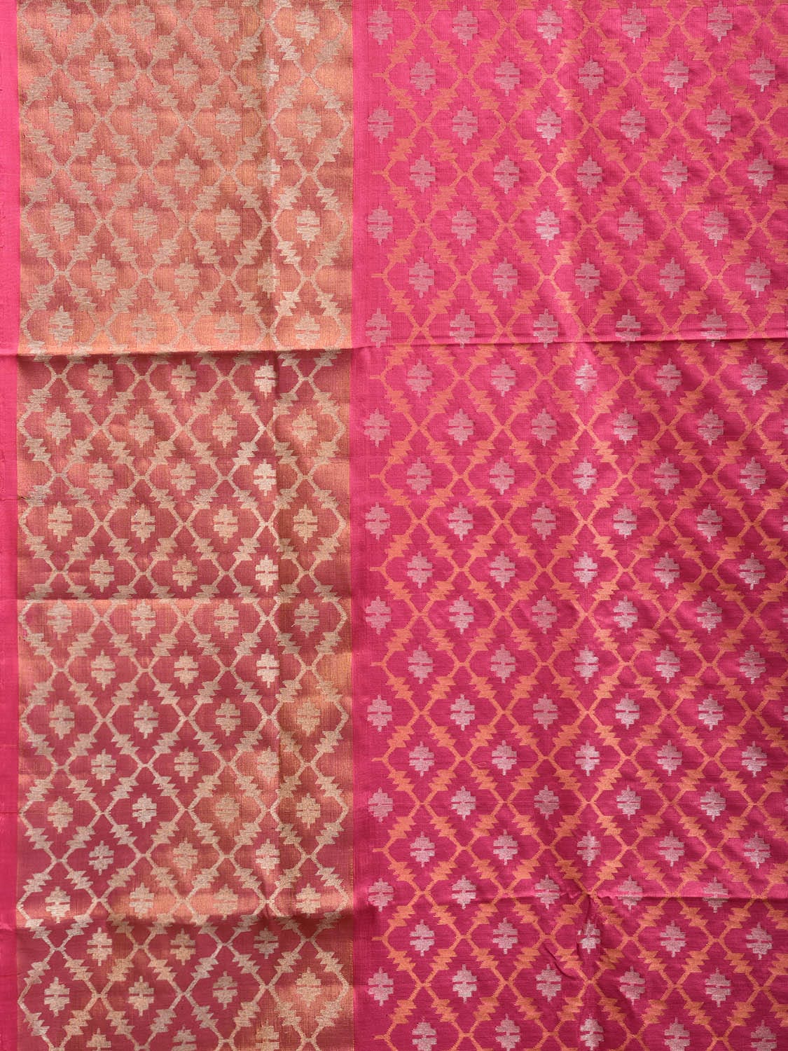 Pink Uppada Silk Handloom Saree with All Over Dhaka Jamdani Design u2326