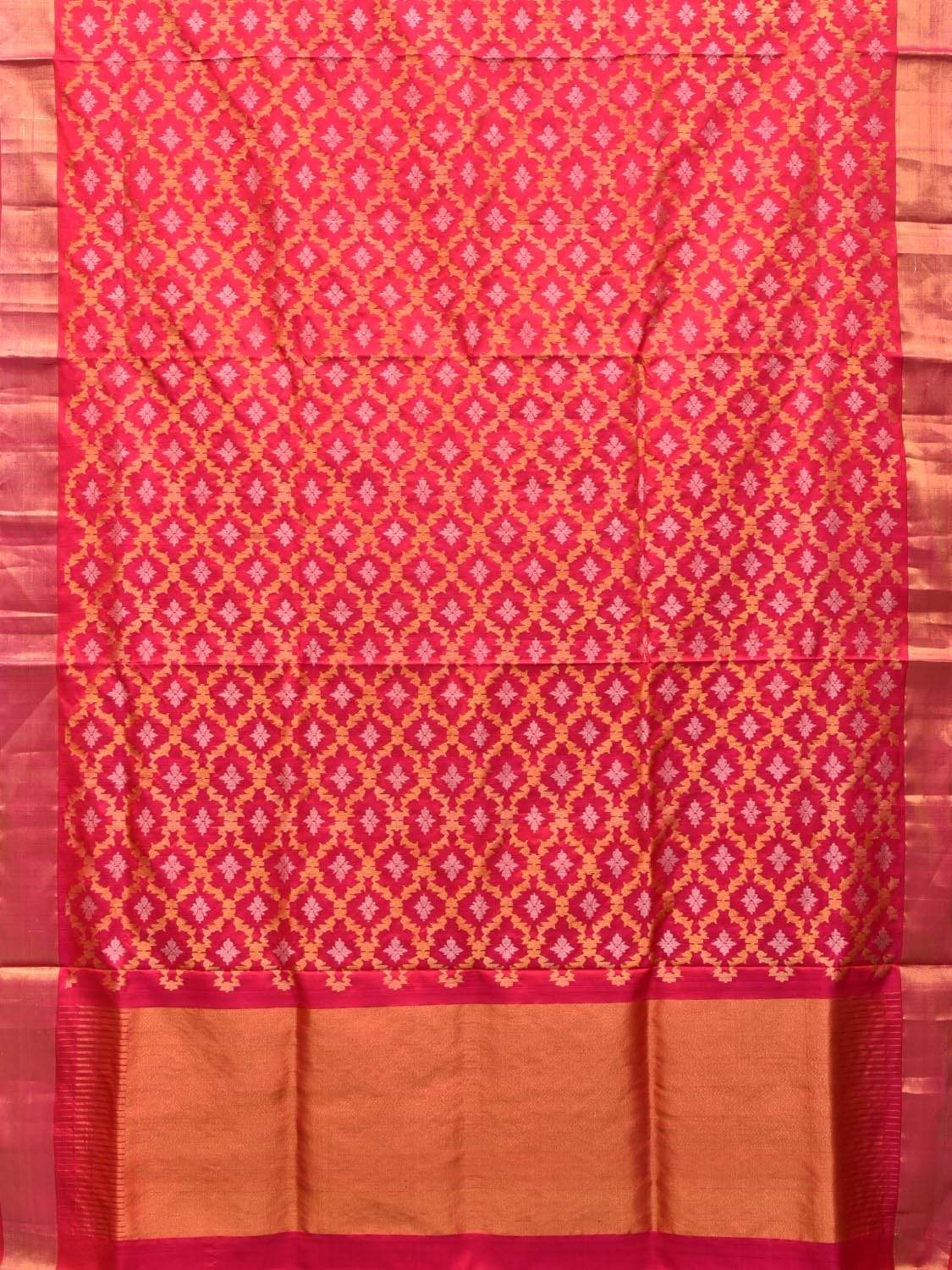 Pink Uppada Silk Handloom Saree with All Over Grill Design u1722