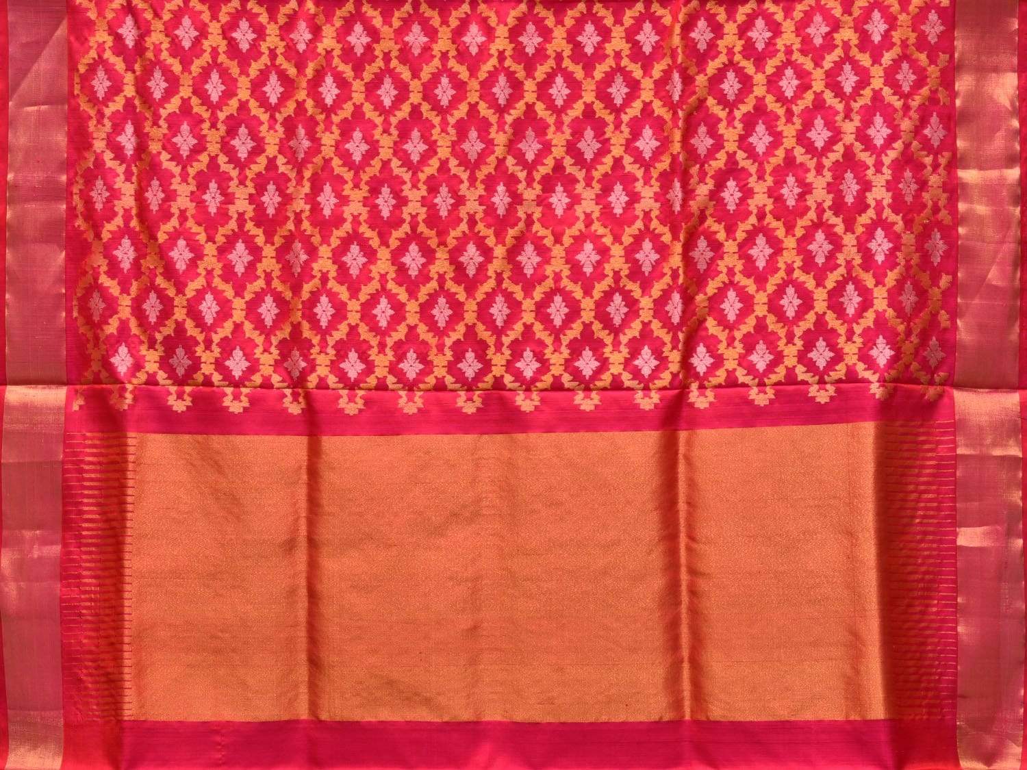 Pink Uppada Silk Handloom Saree with All Over Grill Design u1722