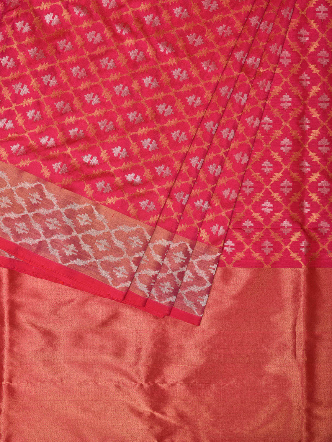 Pink Uppada Silk Handloom Saree with All Over Jamdani Design u2050