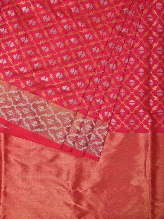 Pink Uppada Silk Handloom Saree with All Over Jamdani Design u2050