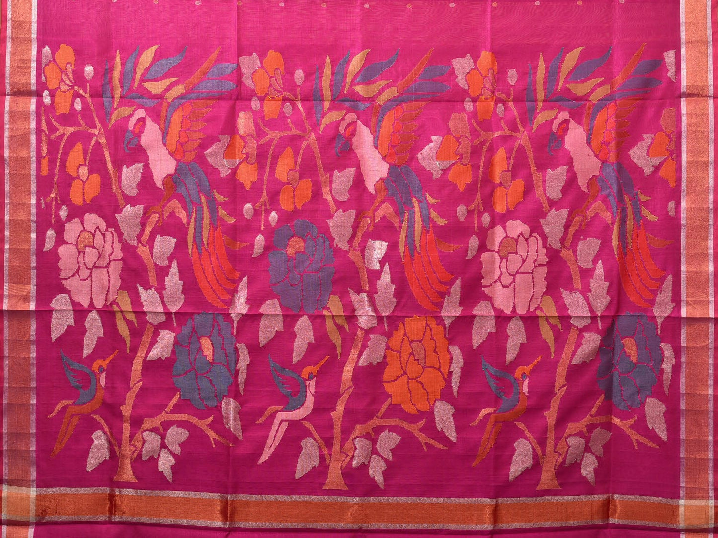 Pink Uppada Silk Handloom Saree with Birds and Floral Pallu Design u1965