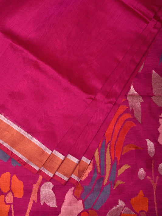 Pink Uppada Silk Handloom Saree with Birds and Floral Pallu Design u1965