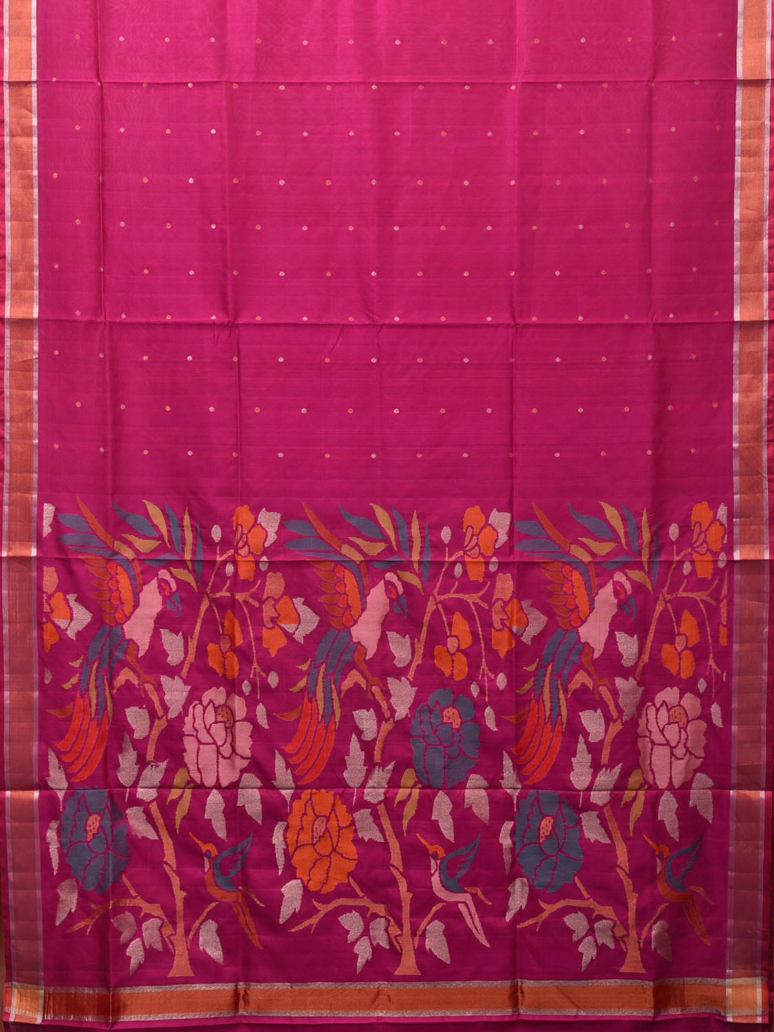 Pink Uppada Silk Handloom Saree with Birds and Floral Pallu Design u1965