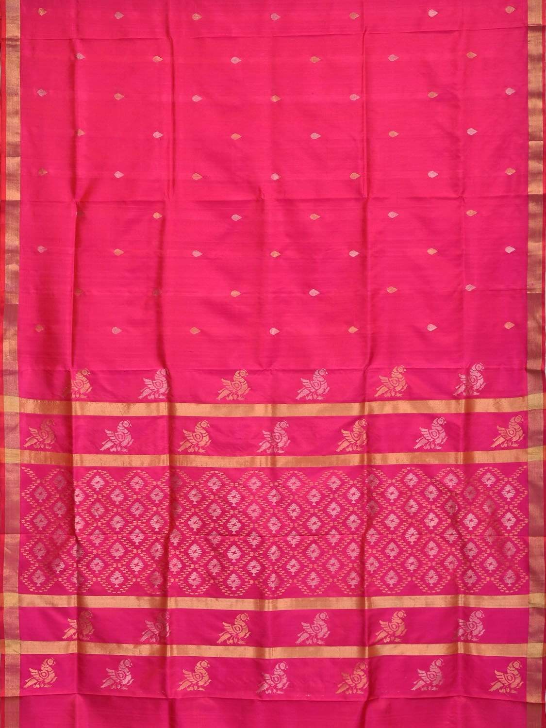 Pink Uppada Silk Handloom Saree with Birds and Jamdani Pallu Design u1555