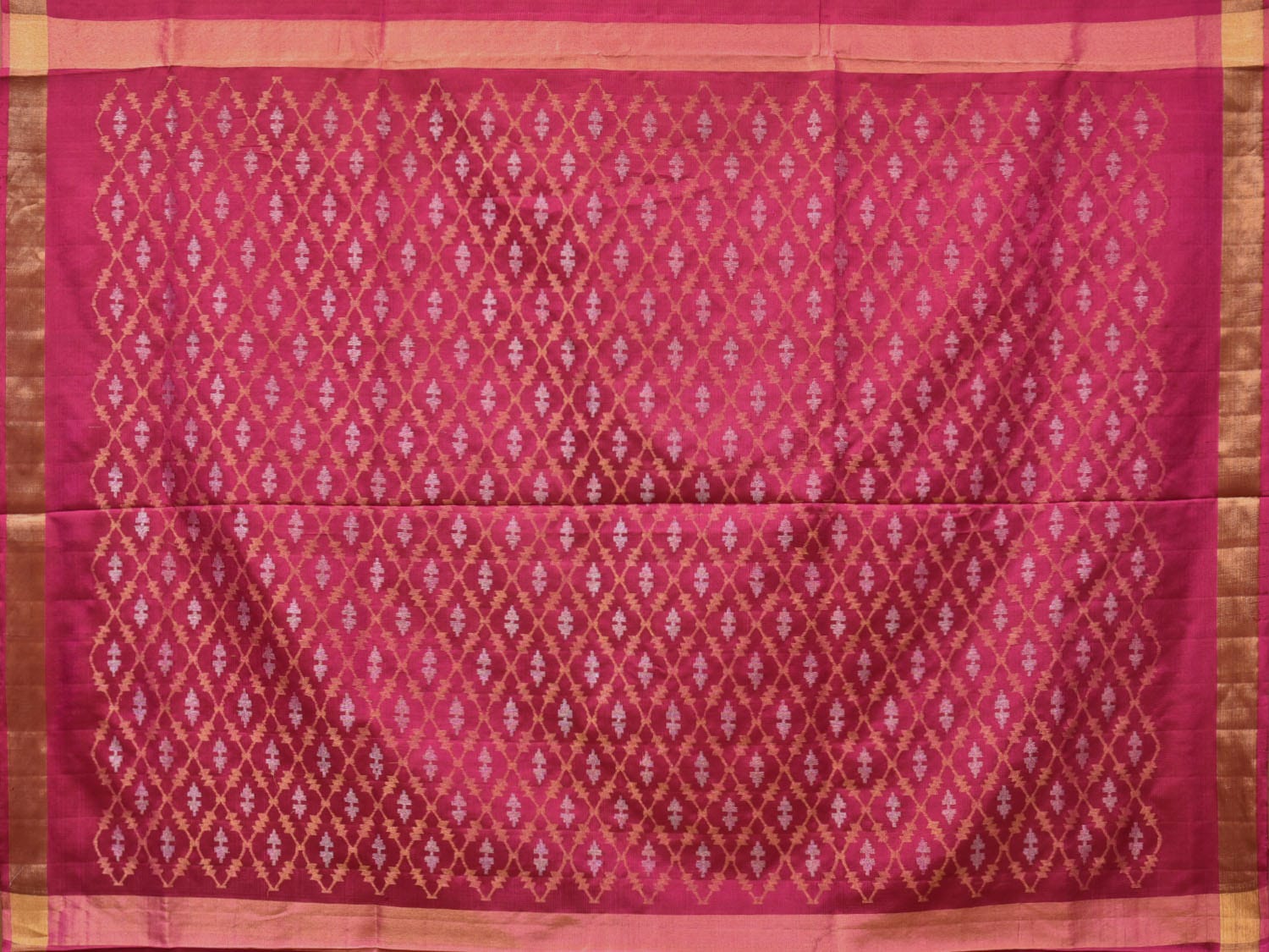 Pink Uppada Silk Handloom Saree with Dhaka Jamdani Pallu Design u2162