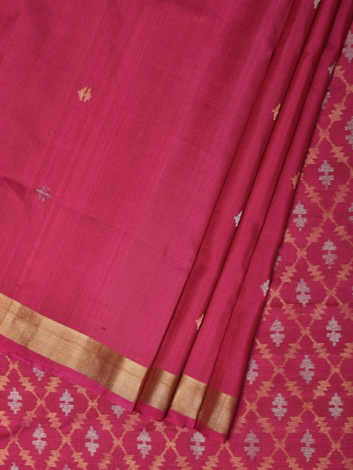 Pink Uppada Silk Handloom Saree with Dhaka Jamdani Pallu Design u2162