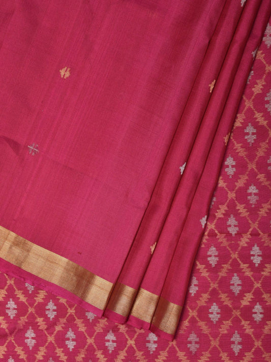 Pink Uppada Silk Handloom Saree with Dhaka Jamdani Pallu Design u2162
