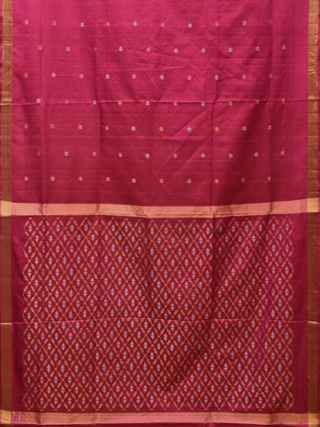Pink Uppada Silk Handloom Saree with Dhaka Jamdani Pallu Design u2162