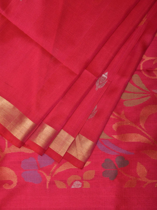Pink Uppada Silk Handloom Saree with Floral and Birds Design u2181
