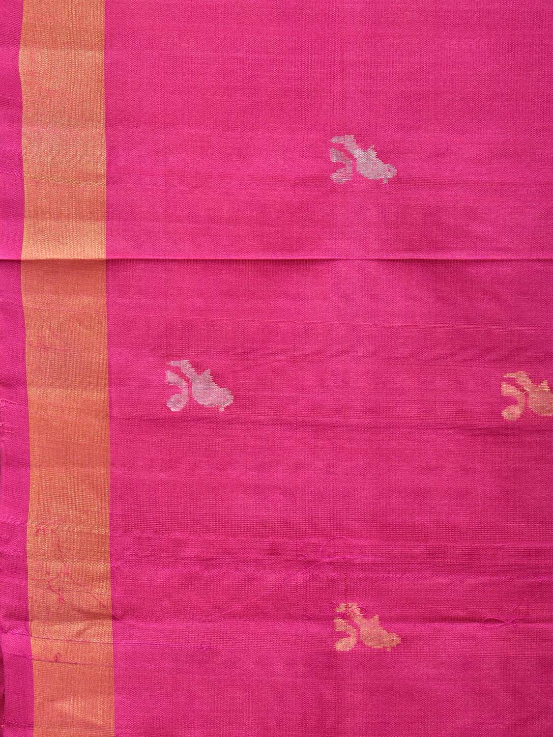 Pink Uppada Silk Handloom Saree with Floral and Birds Pallu Design u2064