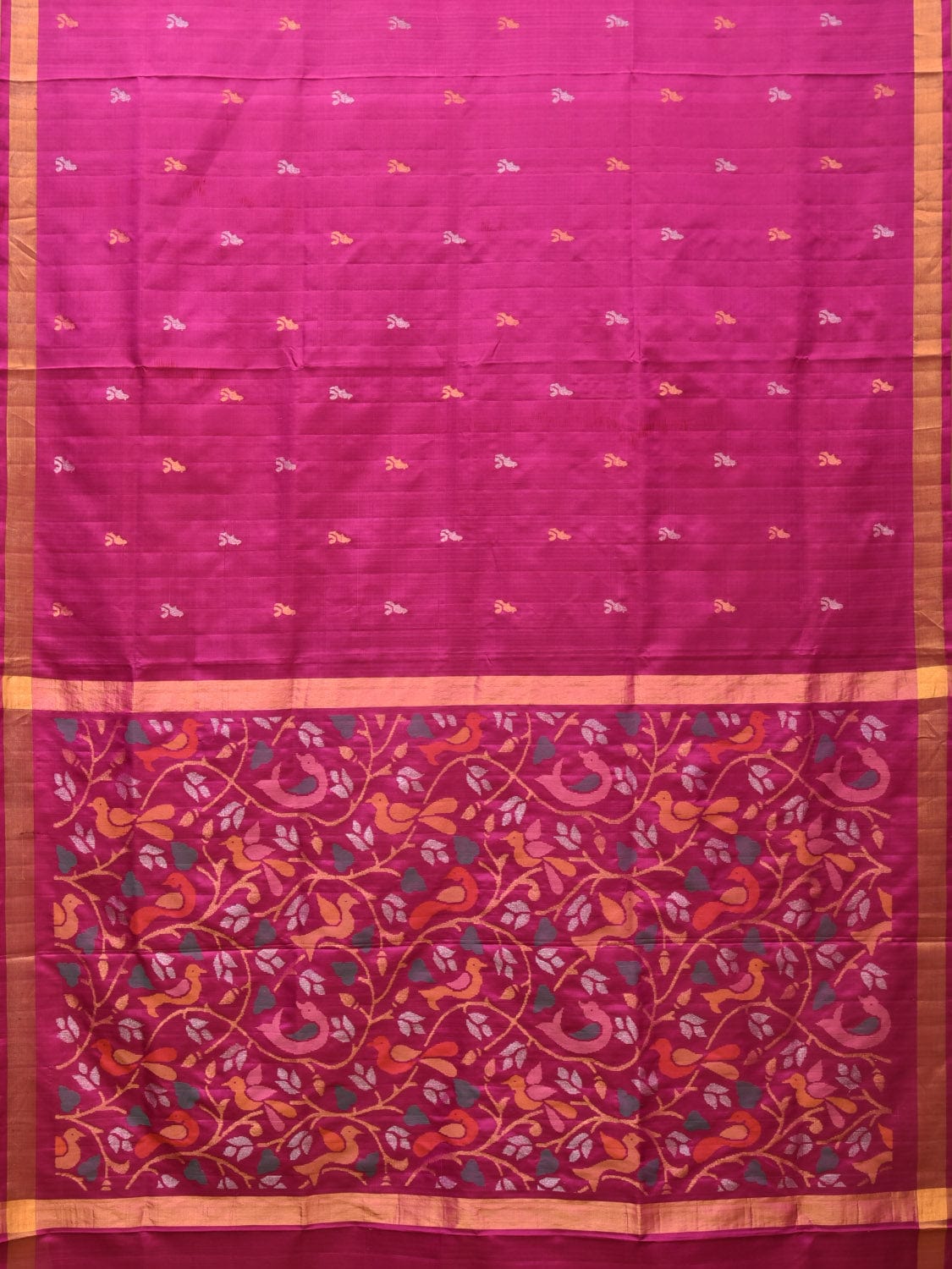 Pink Uppada Silk Handloom Saree with Floral and Birds Pallu Design u2089