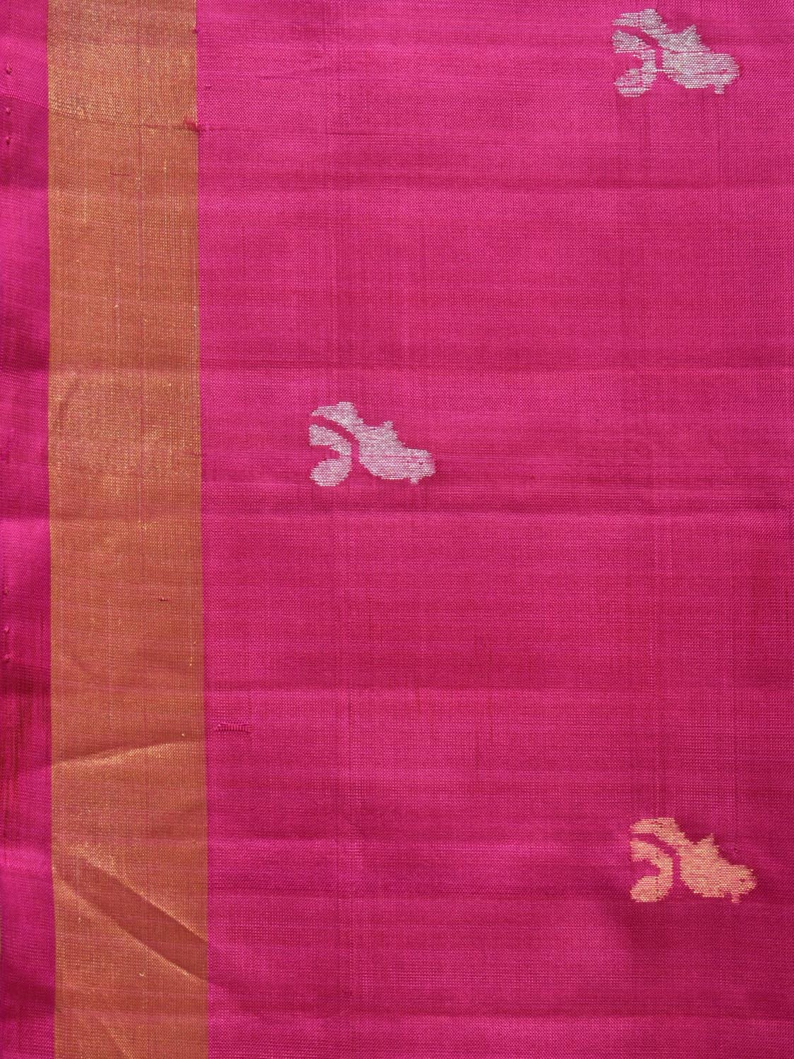 Pink Uppada Silk Handloom Saree with Floral and Birds Pallu Design u2089