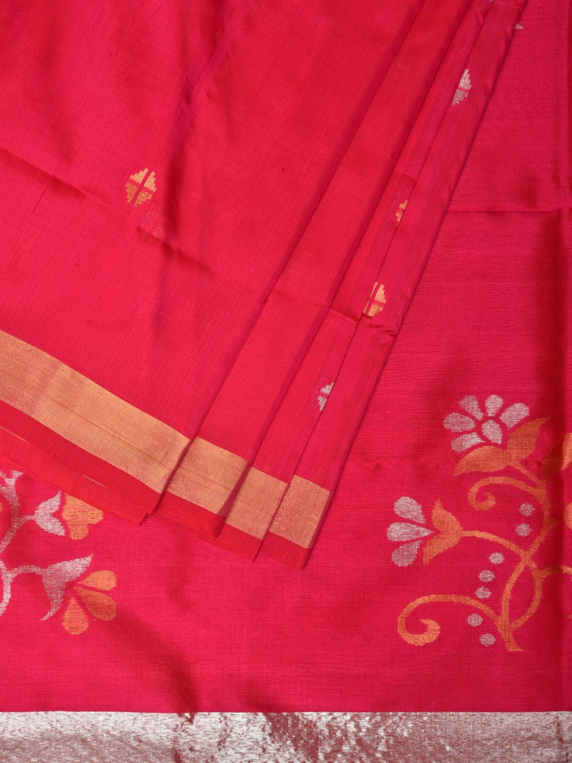 Pink Uppada Silk Handloom Saree with Floral Big Buta Pallu Design u2058