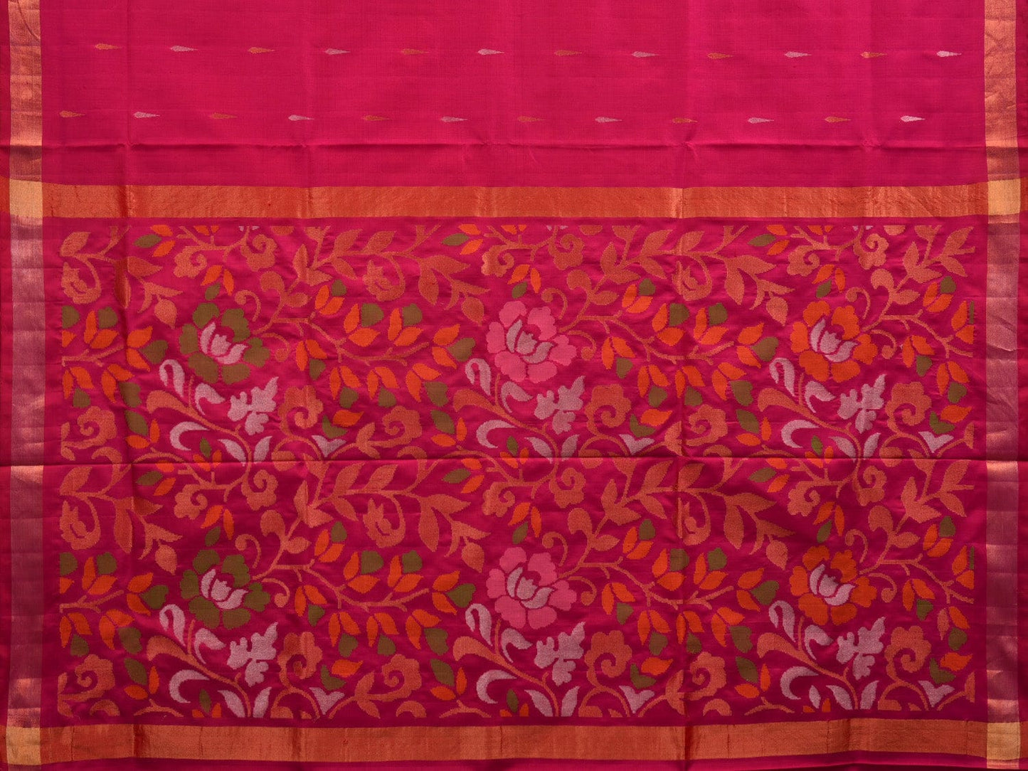Pink Uppada Silk Handloom Saree with Floral Pallu Design u1894