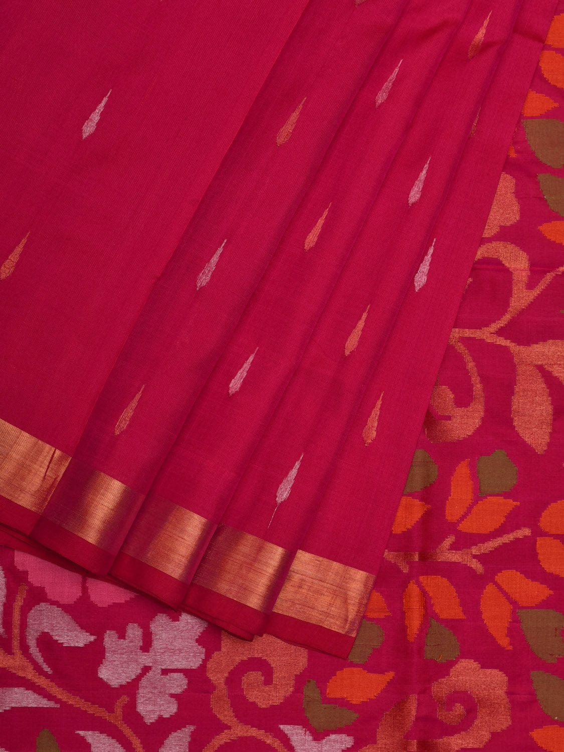 Pink Uppada Silk Handloom Saree with Floral Pallu Design u1894