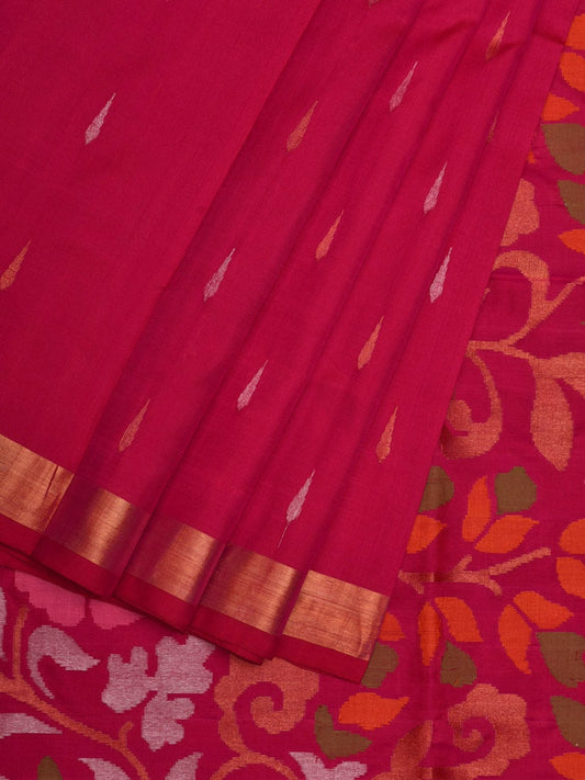 Pink Uppada Silk Handloom Saree with Floral Pallu Design u1894
