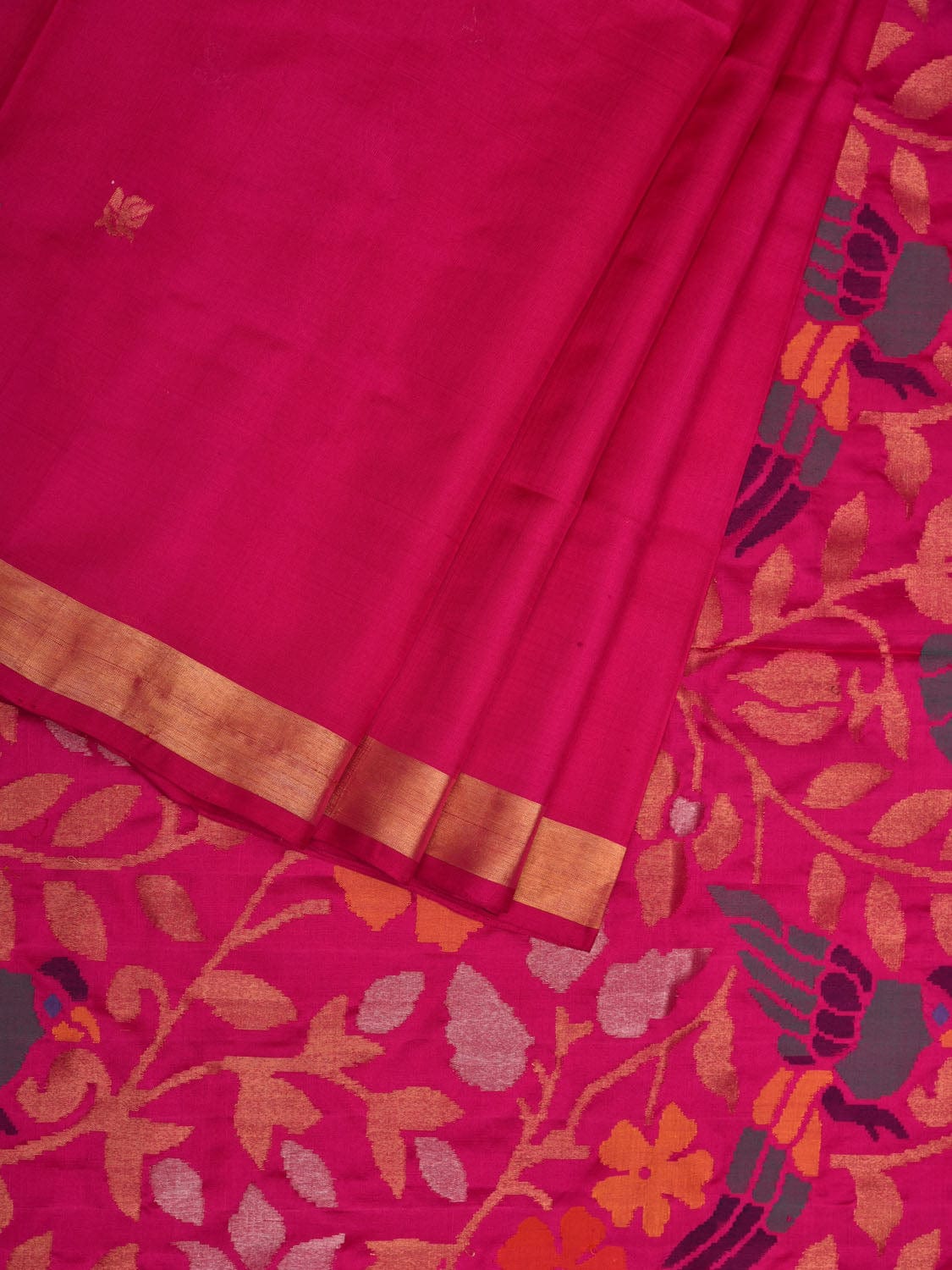 Pink Uppada Silk Handloom Saree with Floral Pallu Design u1958