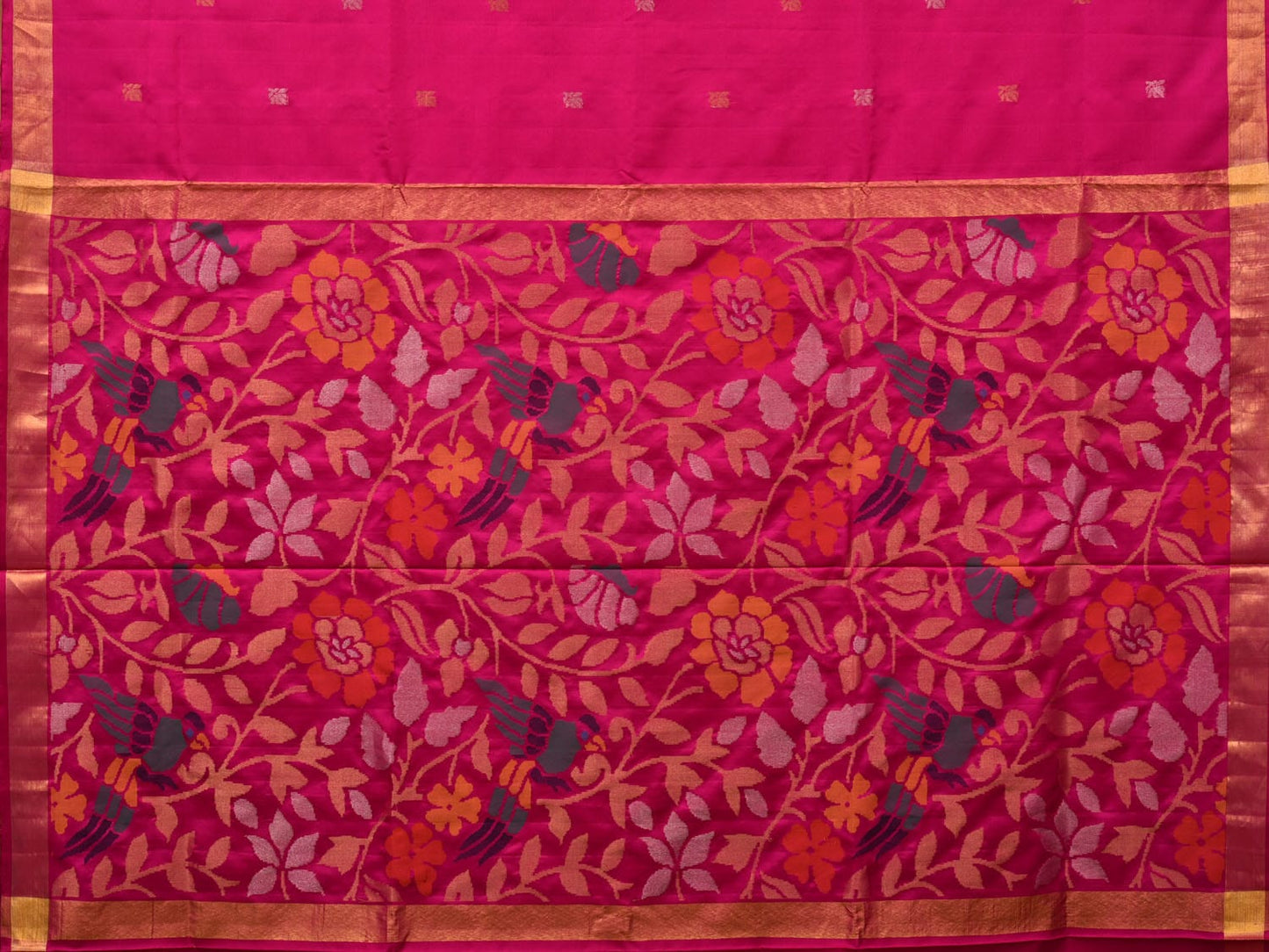 Pink Uppada Silk Handloom Saree with Floral Pallu Design u1958