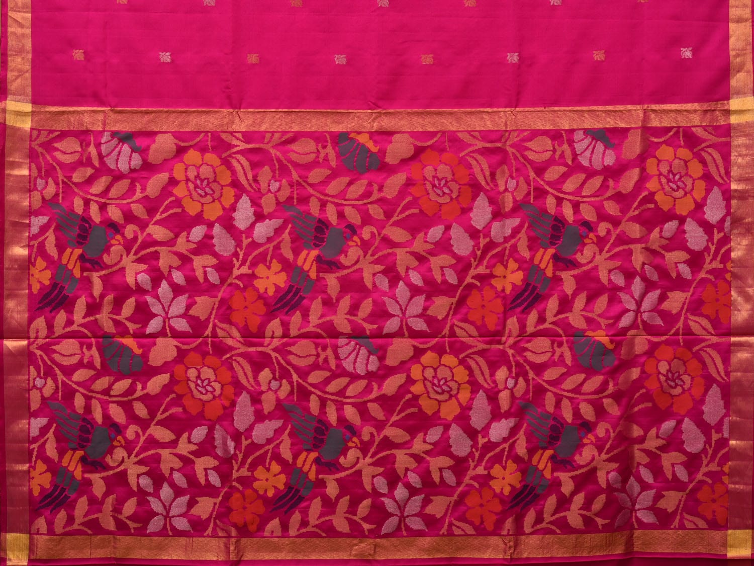 Pink Uppada Silk Handloom Saree with Floral Pallu Design u1958