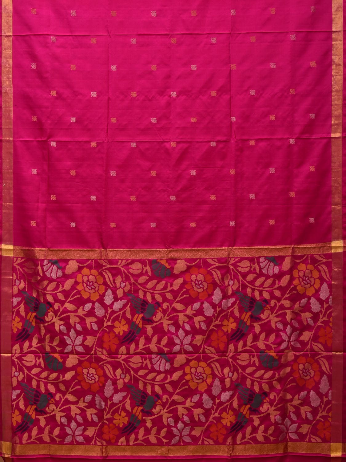 Pink Uppada Silk Handloom Saree with Floral Pallu Design u1958