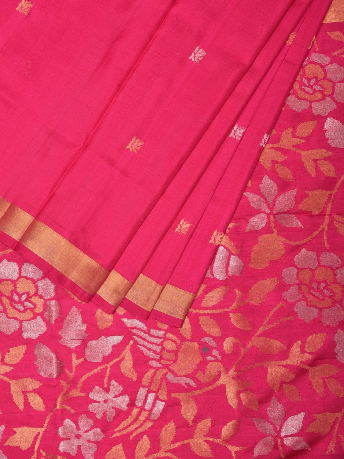 Pink Uppada Silk Handloom Saree with Floral Pallu Design u2019