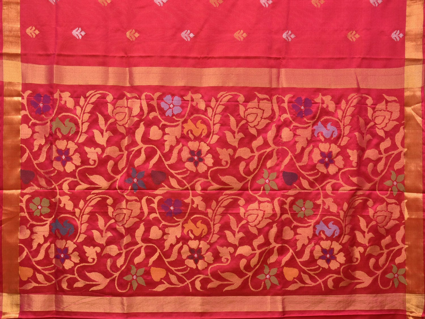 Pink Uppada Silk Handloom Saree with Floral Pallu Design u2180