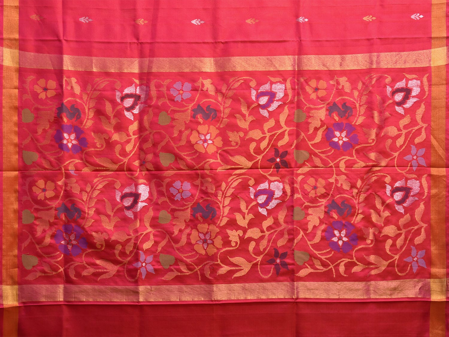 Pink Uppada Silk Handloom Saree with Floral Pallu Design u2345