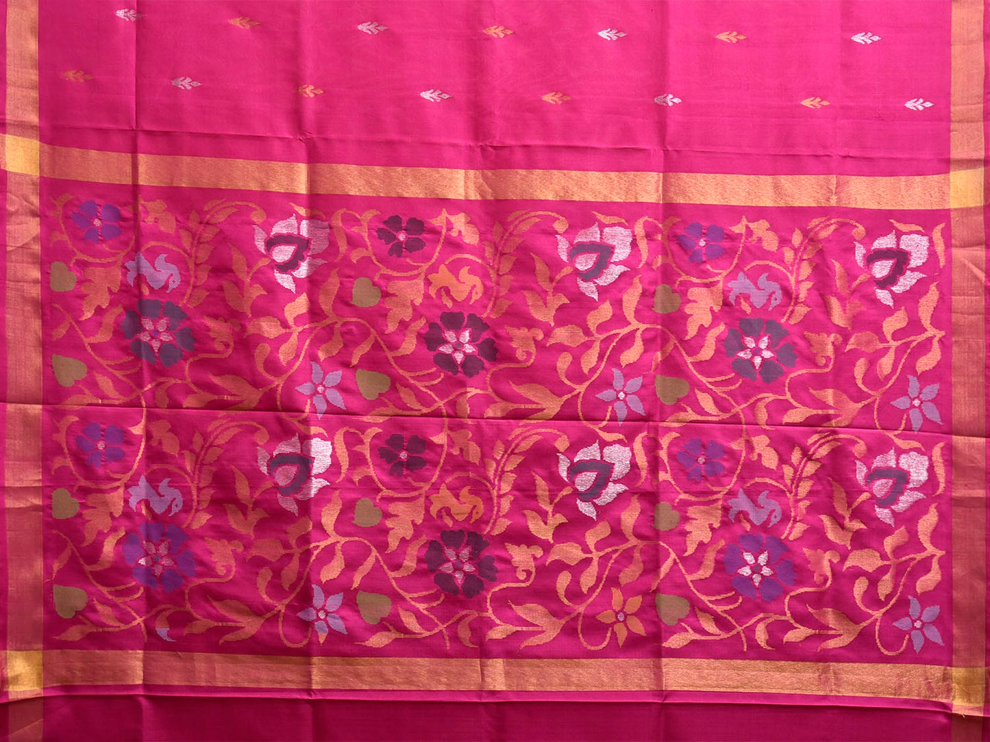 Pink Uppada Silk Handloom Saree with Floral Pallu Design u2349