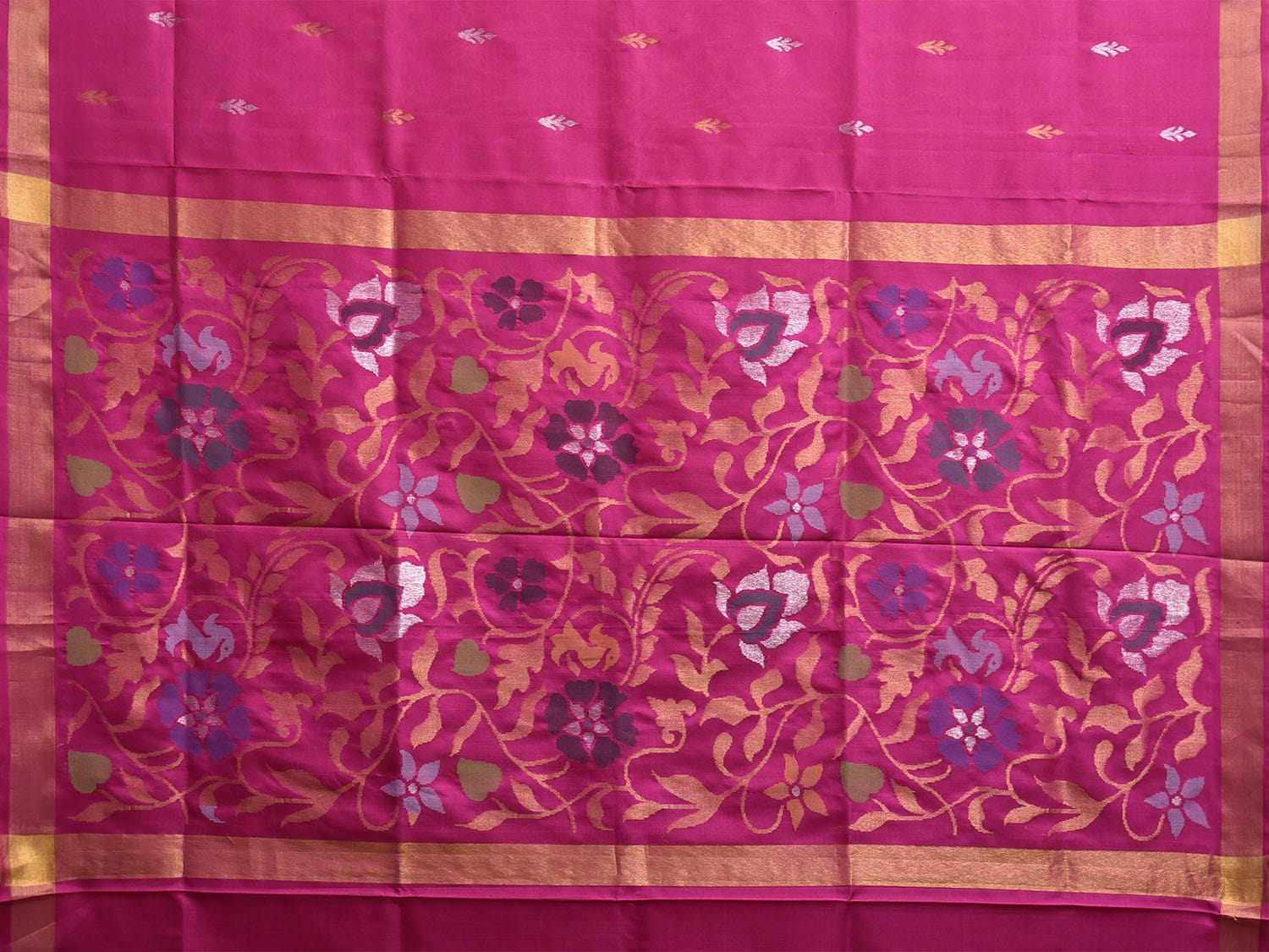 Pink Uppada Silk Handloom Saree with Floral Pallu Design u2349