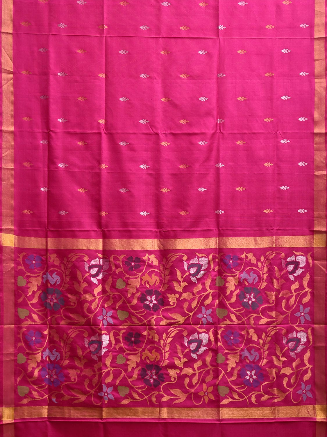 Pink Uppada Silk Handloom Saree with Floral Pallu Design u2349