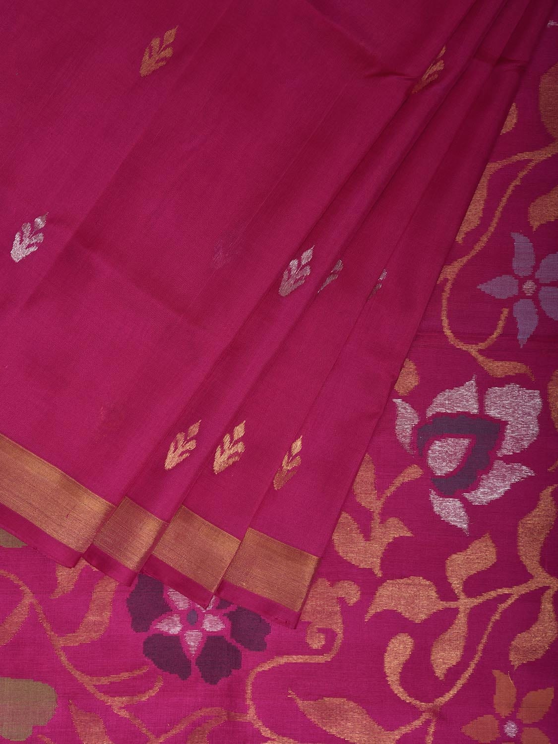 Pink Uppada Silk Handloom Saree with Floral Pallu Design u2349