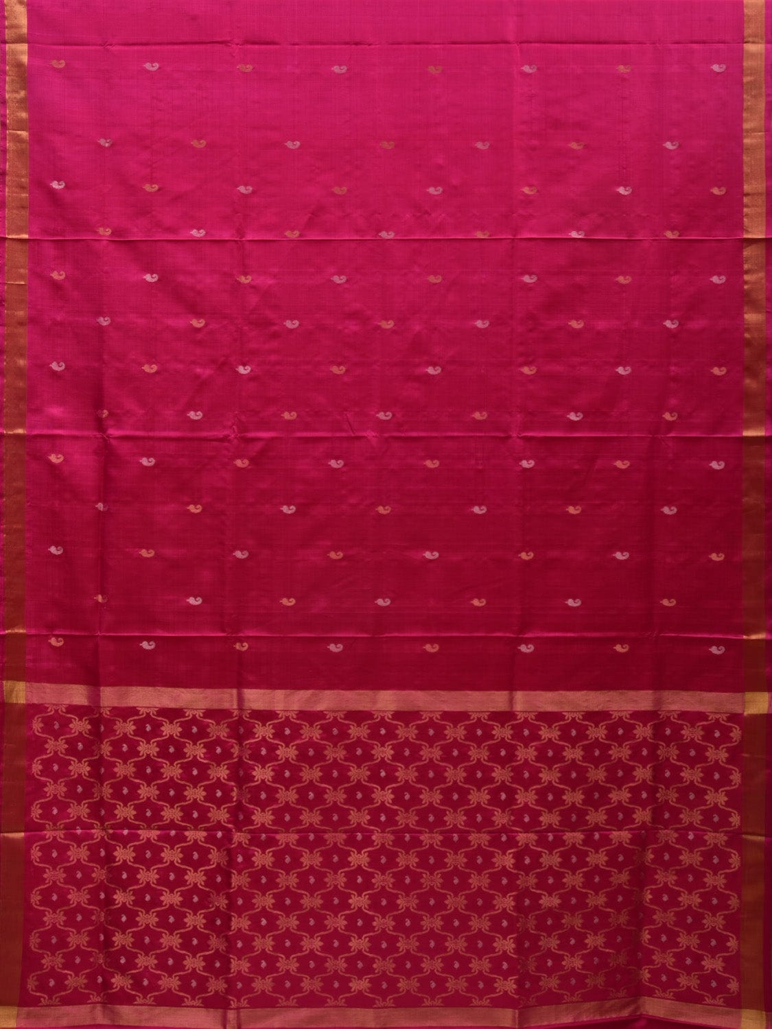 Pink Uppada Silk Handloom Saree with Grill Pallu Design u1862