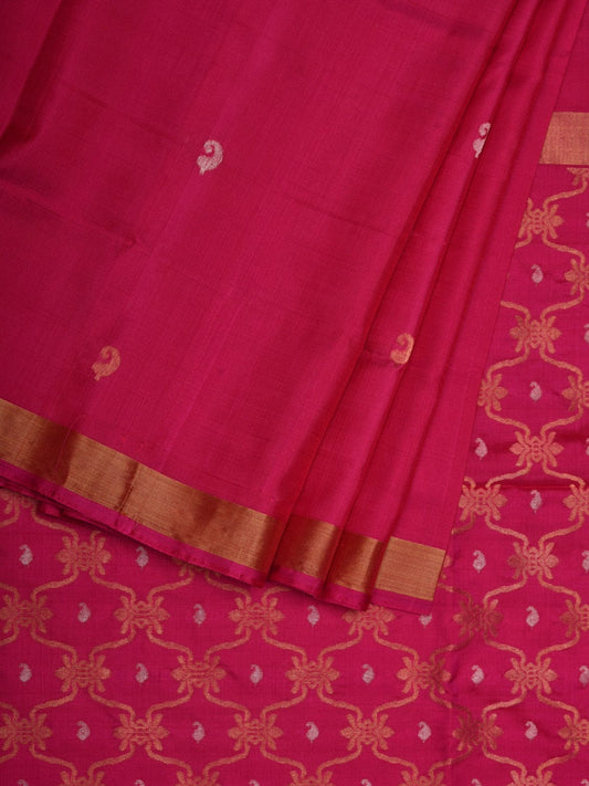 Pink Uppada Silk Handloom Saree with Grill Pallu Design u1862