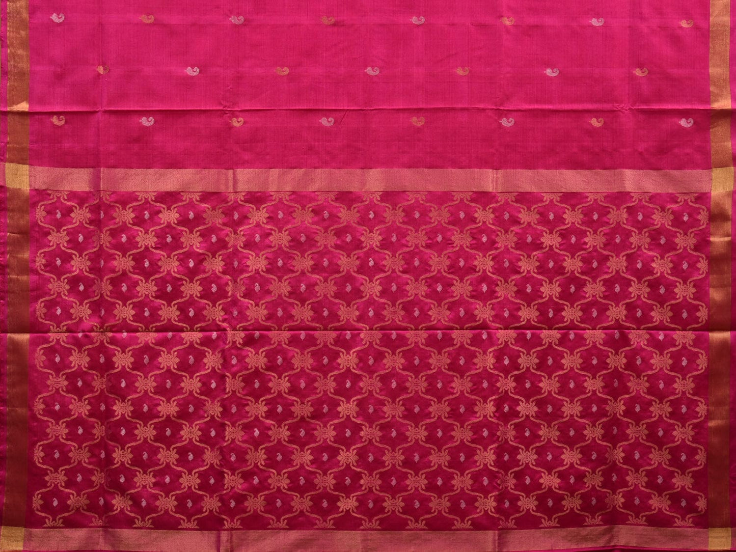 Pink Uppada Silk Handloom Saree with Grill Pallu Design u1862