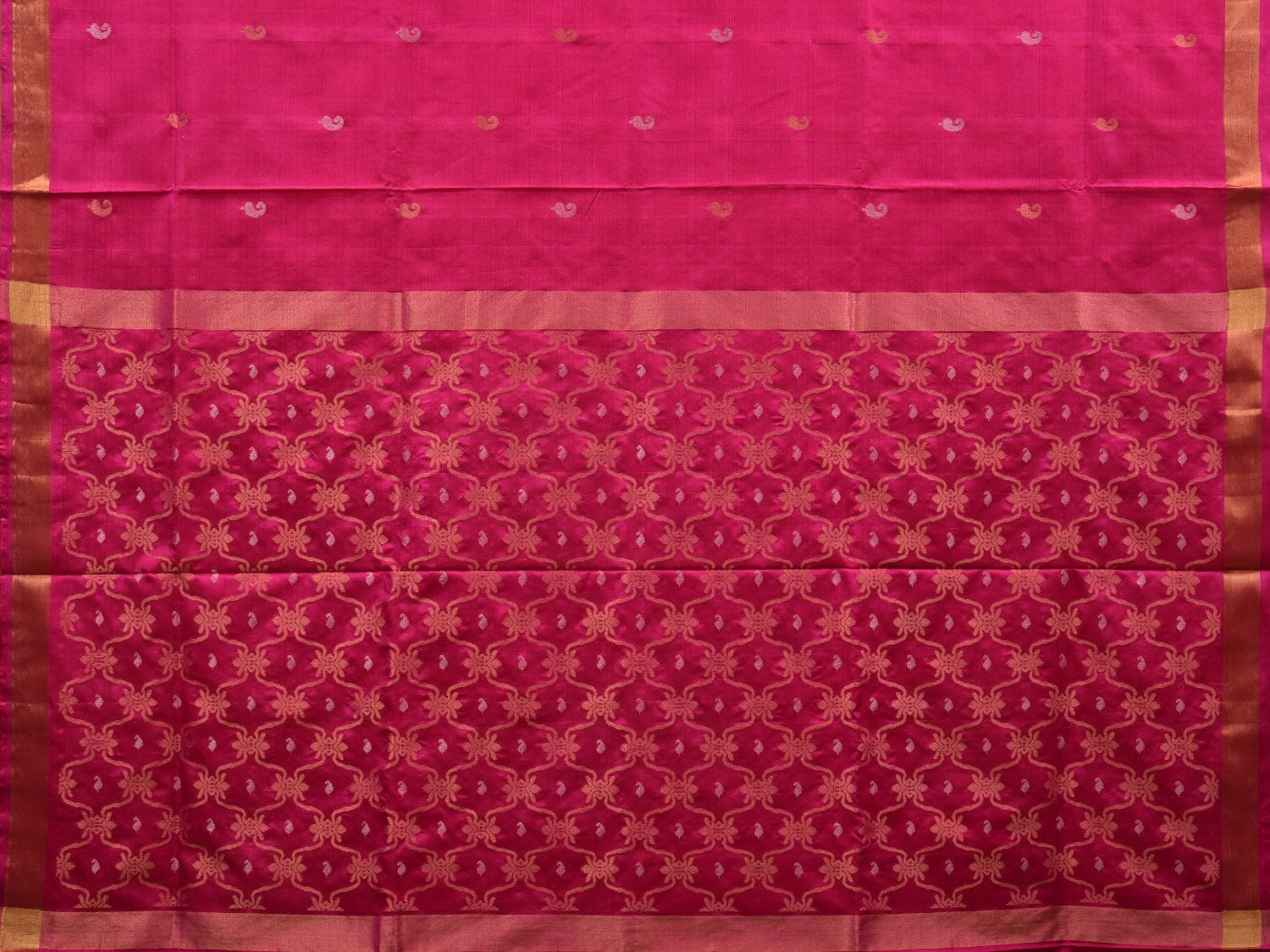 Pink Uppada Silk Handloom Saree with Grill Pallu Design u1862