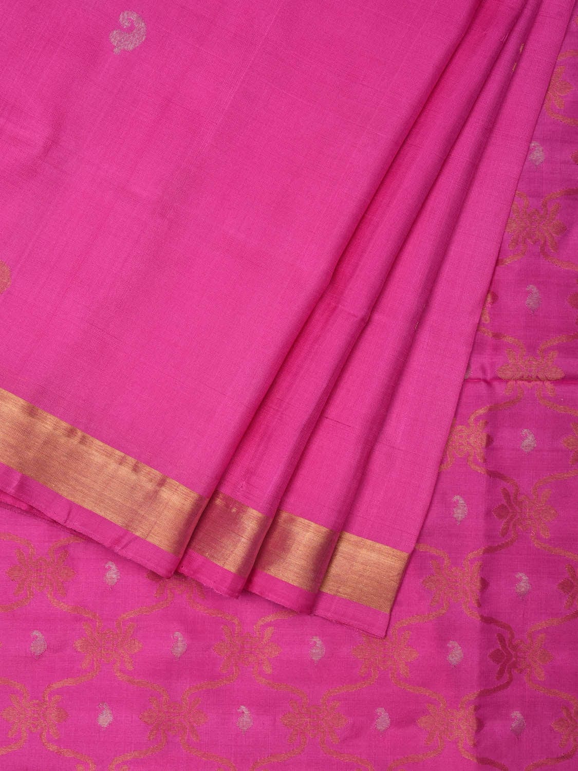 Pink Uppada Silk Handloom Saree with Grill Pallu Design u1884