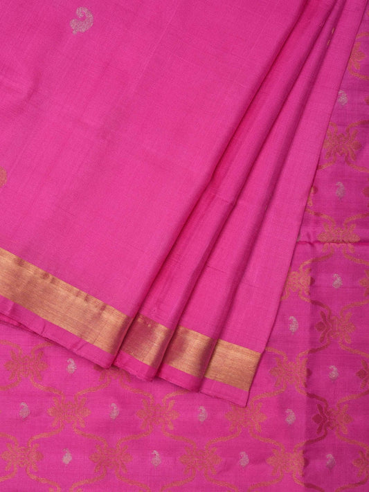 Pink Uppada Silk Handloom Saree with Grill Pallu Design u1884