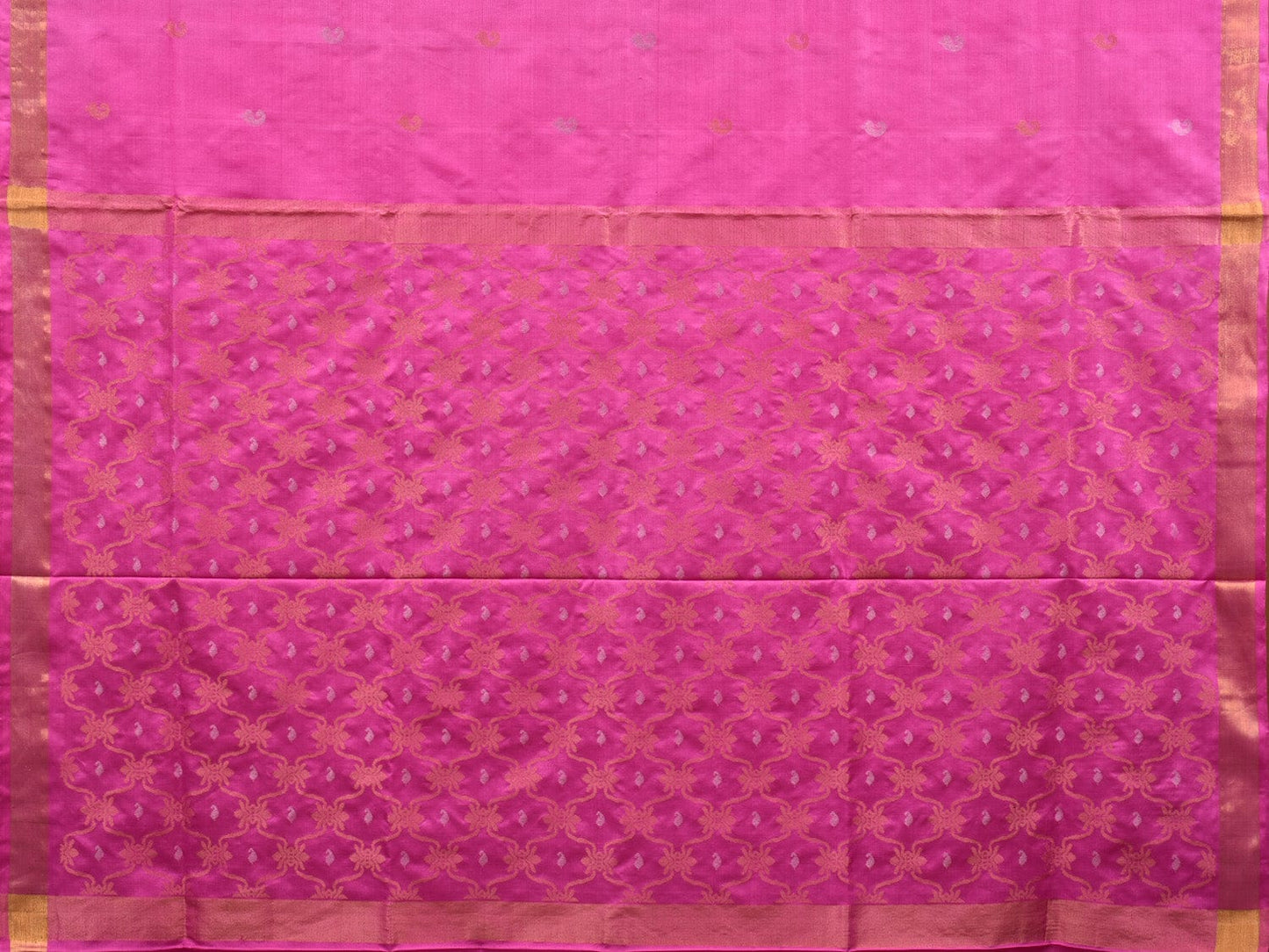 Pink Uppada Silk Handloom Saree with Grill Pallu Design u1884