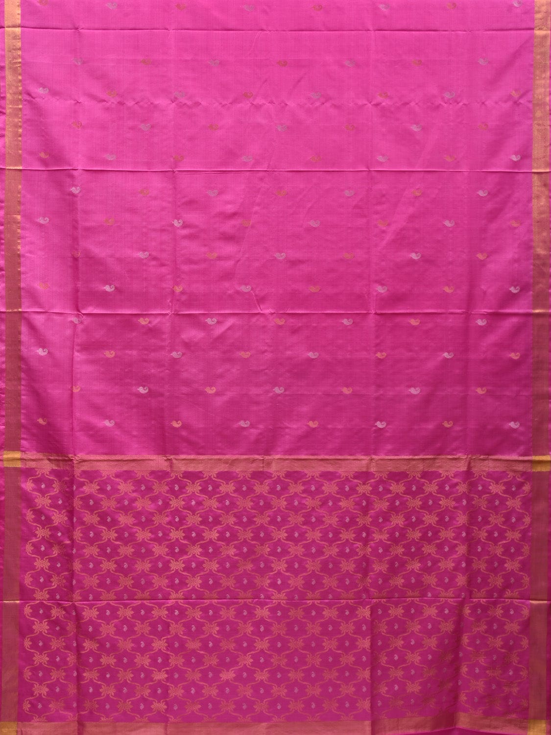 Pink Uppada Silk Handloom Saree with Grill Pallu Design u1884