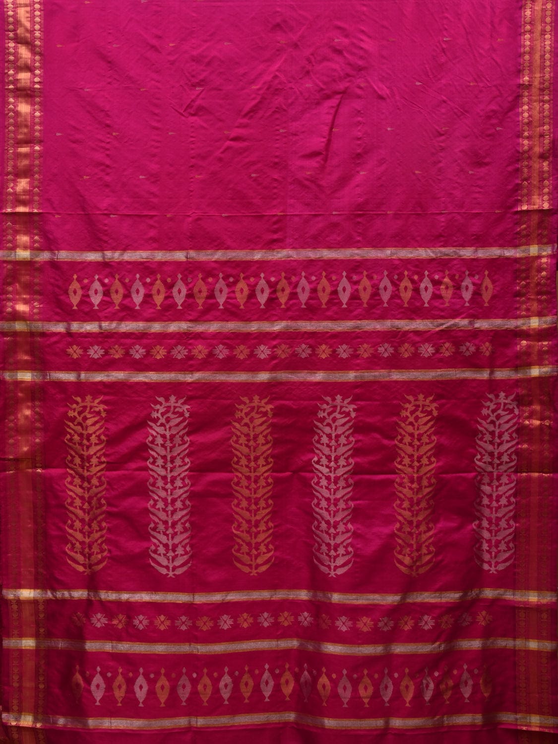 Pink Uppada Silk Handloom Saree with Karpur Pallu Design u1861