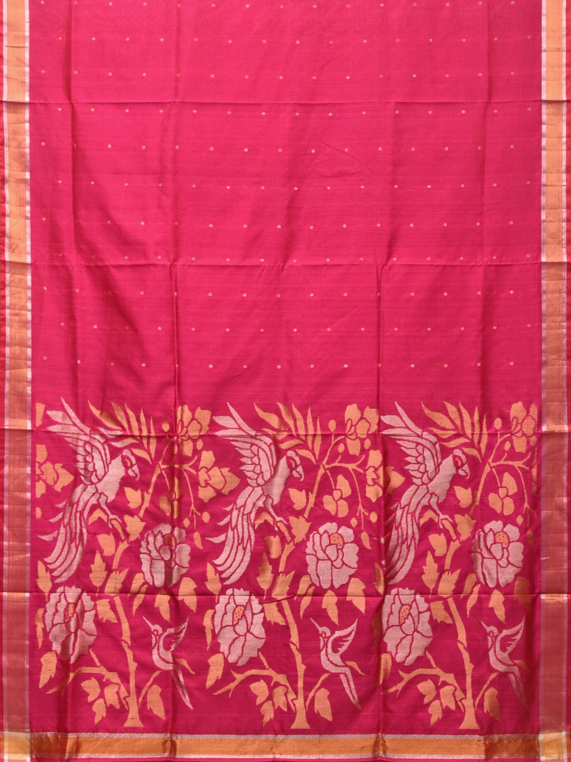 Pink Uppada Silk Handloom Saree with Parrot and Floral Pallu Design u2054