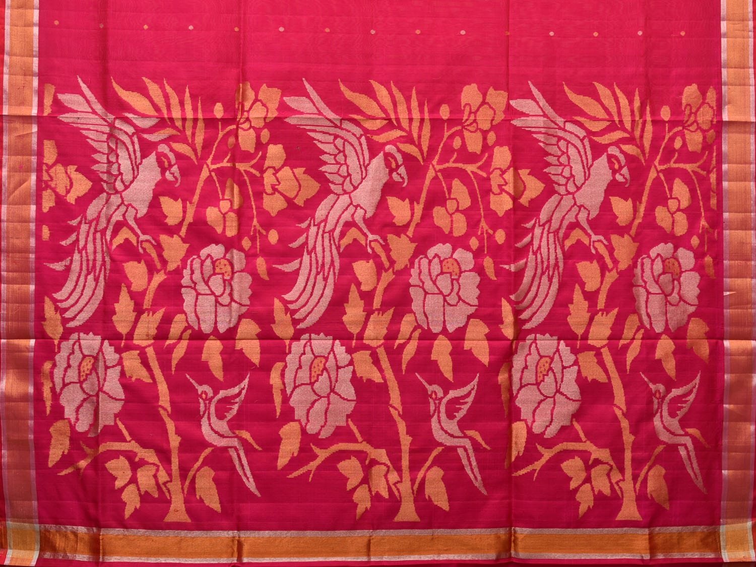 Pink Uppada Silk Handloom Saree with Parrots Pallu Design u1987