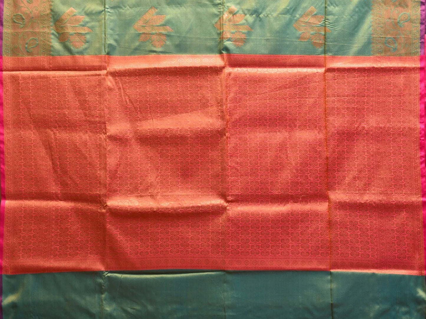 Pista and Magenta Katan Silk Saree with Border and Body Butta Design b0066ds