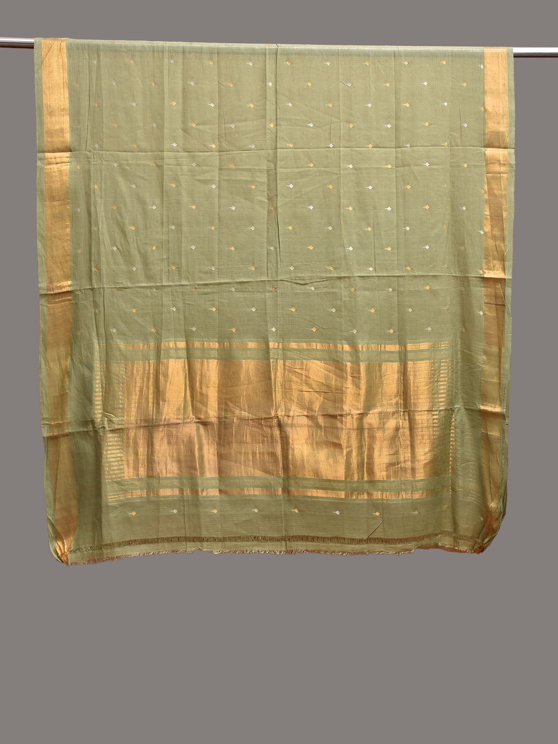 Pista Green Uppada Cotton Handloom Dupatta with Small Buta and Zari Pallu Design ds3749