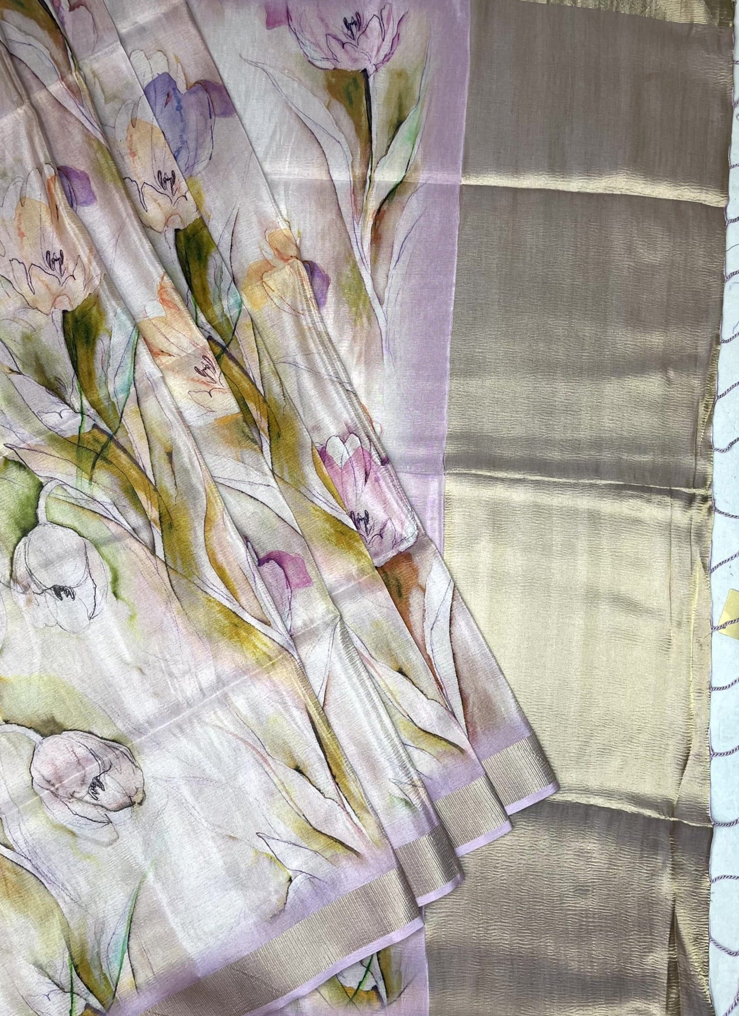Light Pink Viscose Silk Saree with Floral Digital Print Design pr0001us