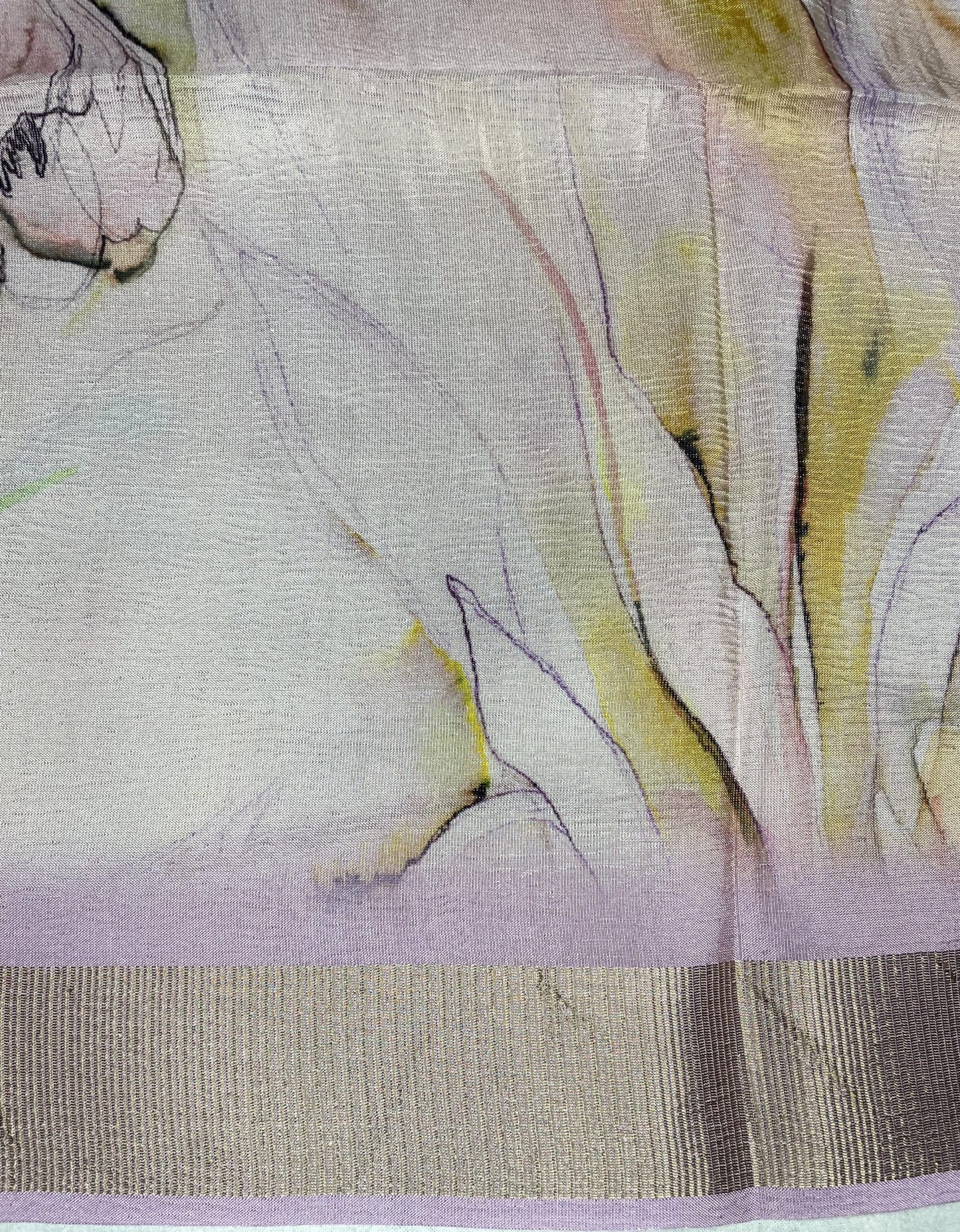 Light Pink Viscose Silk Saree with Floral Digital Print Design pr0001us