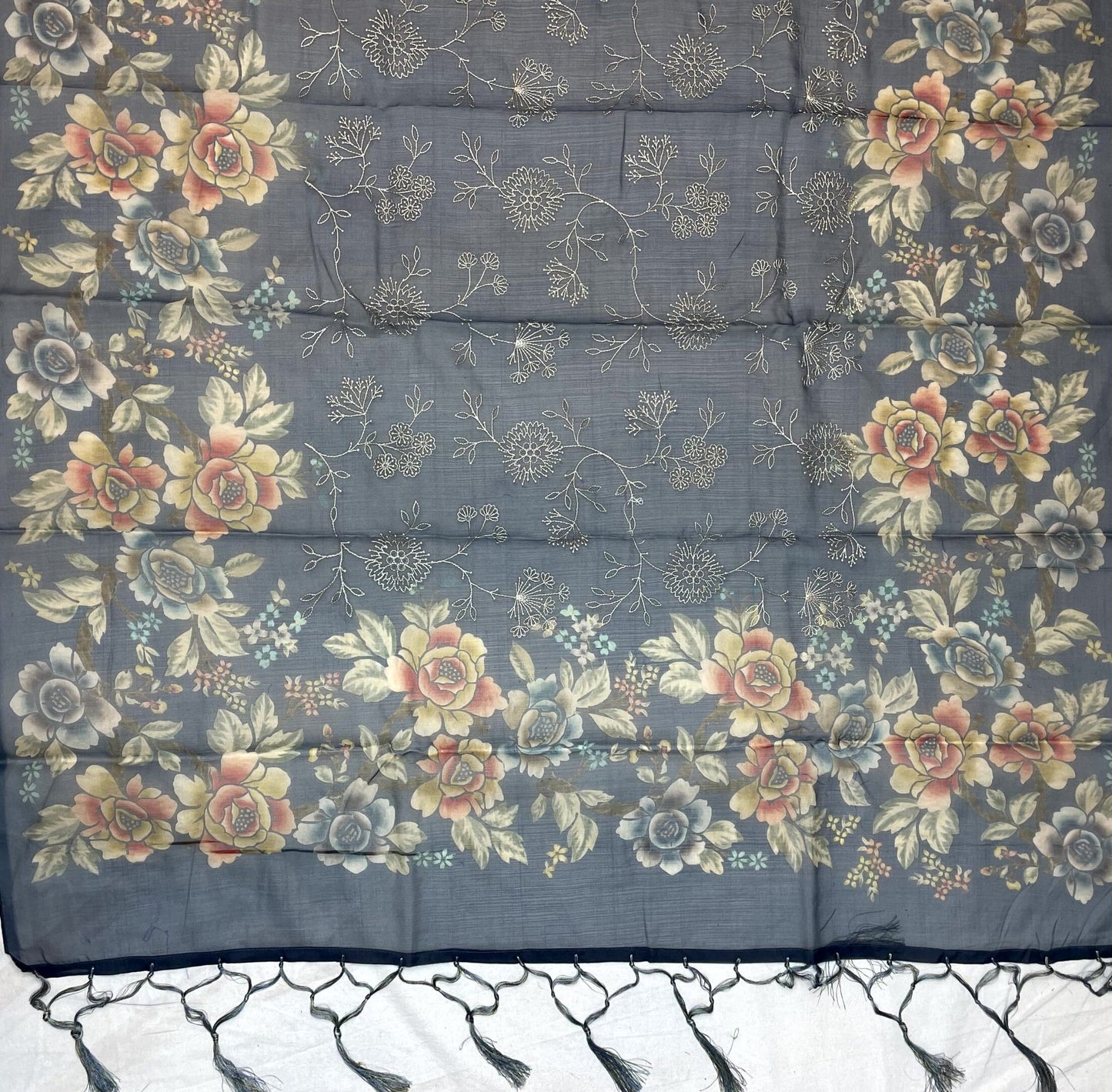 Blue Organza Printed Saree with Floral and Embroidery Design pr0007ap