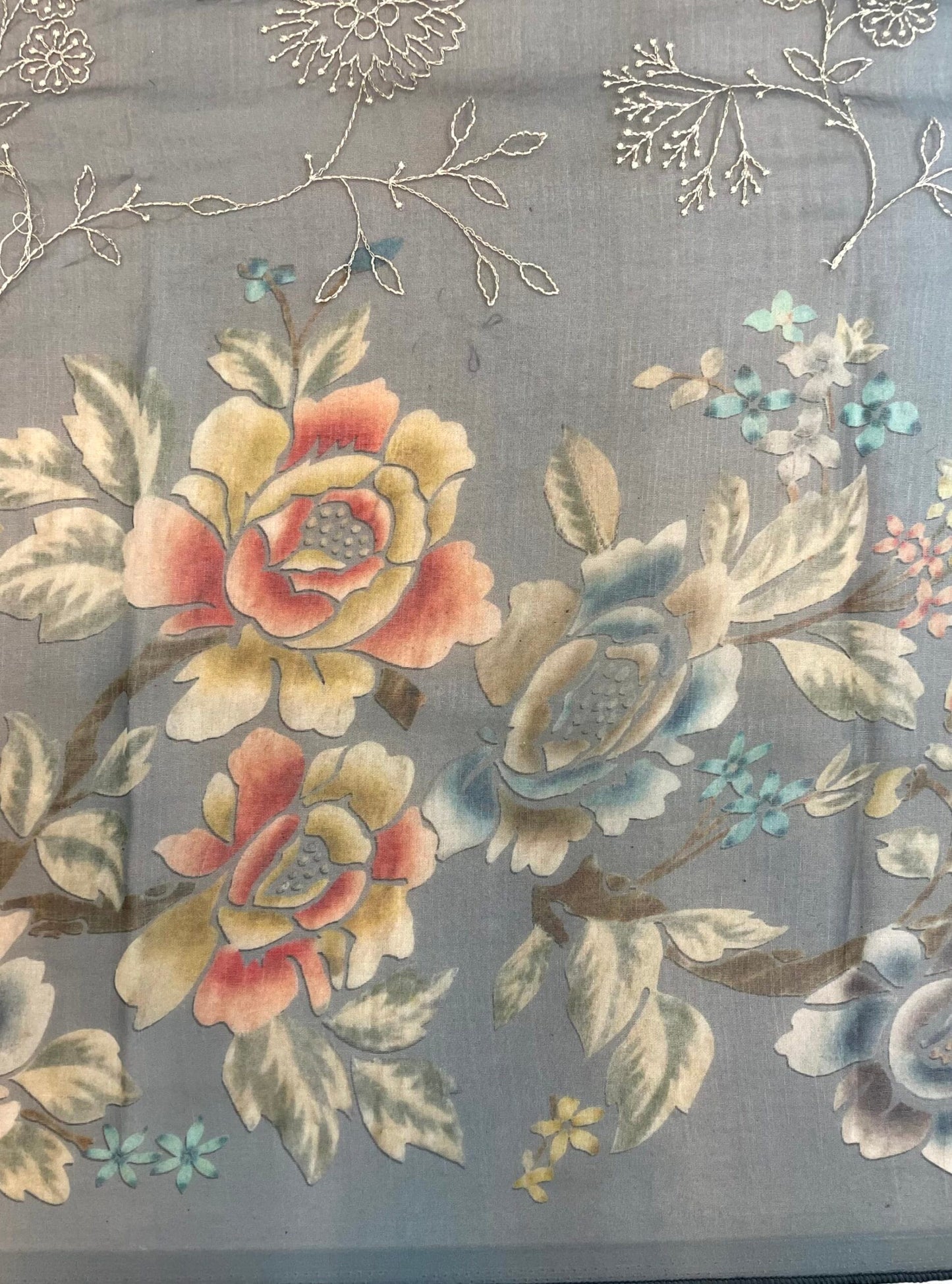 Blue Organza Printed Saree with Floral and Embroidery Design pr0007ap